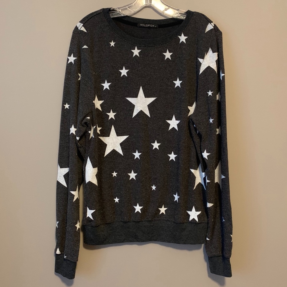 Wildfox Black Star Print Baggy Beach Jumper
